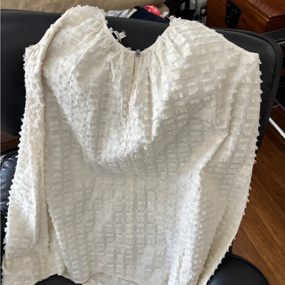 Madewell ivory fringe Textured Sleeveless coverup Dress size small - Picture 4 of 7